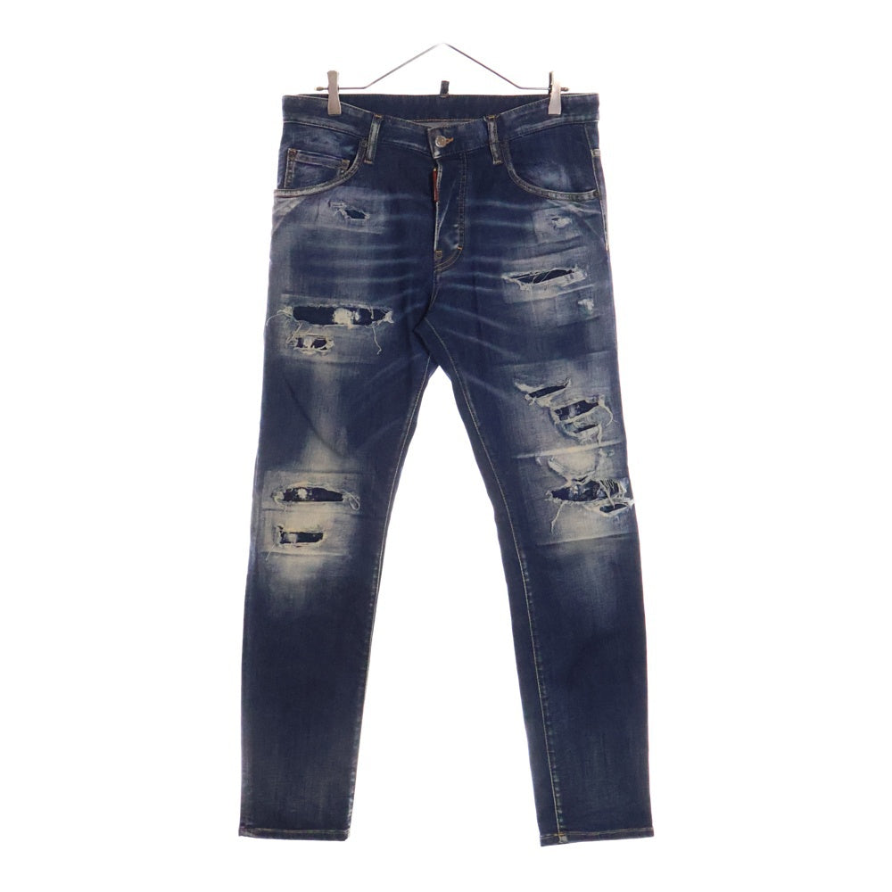 DSQUARED2(ディースクエアード) 23AW SKATER JEANS スケータージーンズ ダメージ加工デニムパンツ ブルー S71LB1261 S30789
