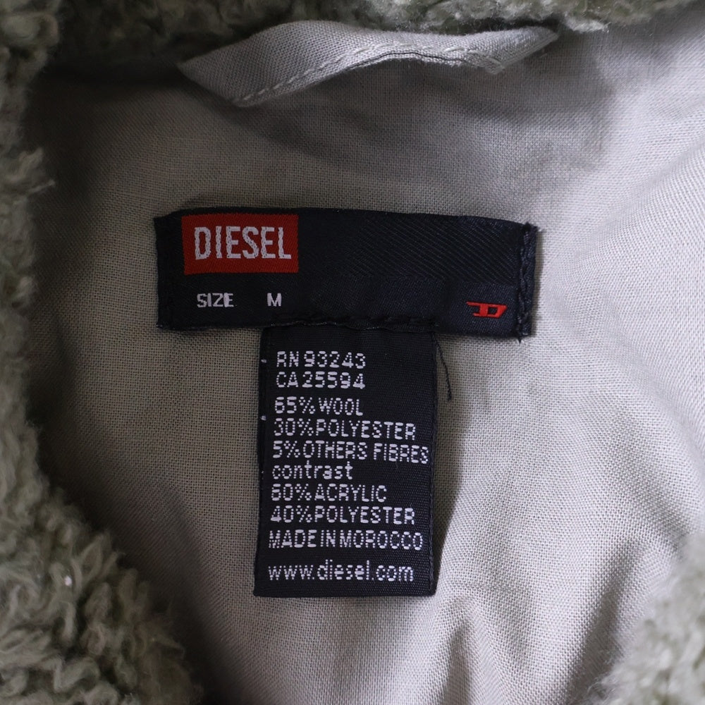 DIESEL(ディーゼル) チェックデザイン フロントジップアップボアベスト フリース グリーン