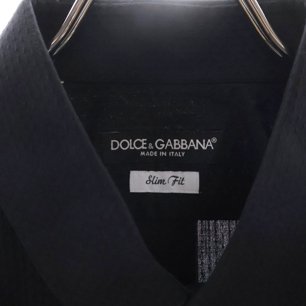 DOLCE & GABBANA(ドルチェアンドガッバーナ) ストライプコットン長袖シャツ ブラック G5371Z
