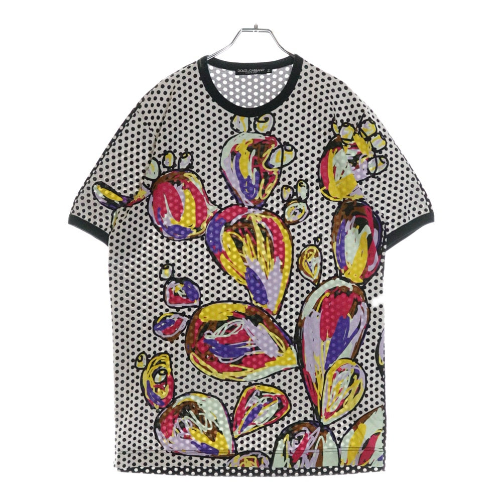 DOLCE & GABBANA(ドルチェアンドガッバーナ) ドット総柄 クルーネック半袖Tシャツカットソー ホワイト JT-G8EK1T G7AYE-A