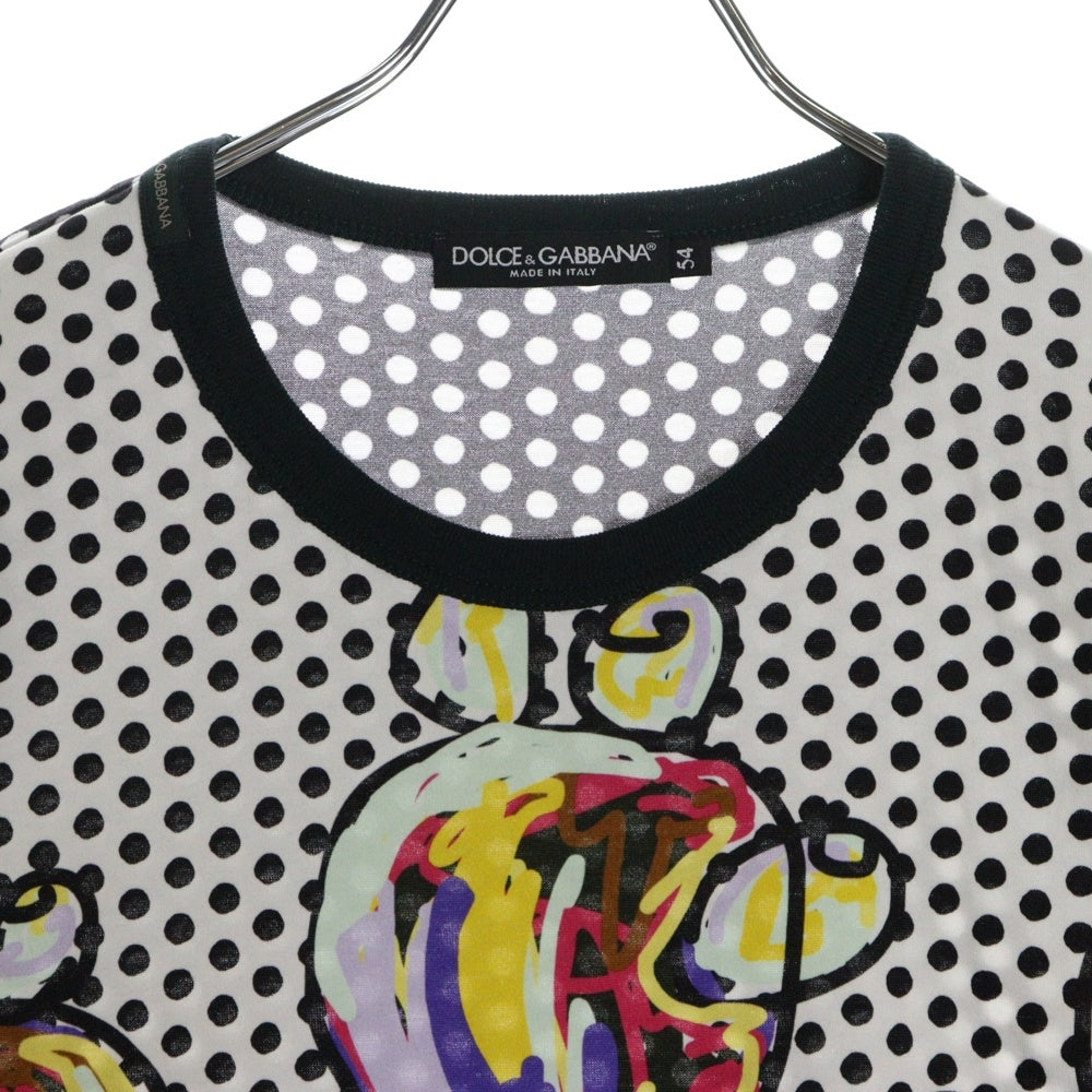 DOLCE & GABBANA(ドルチェアンドガッバーナ) ドット総柄 クルーネック半袖Tシャツカットソー ホワイト JT-G8EK1T G7AYE-A