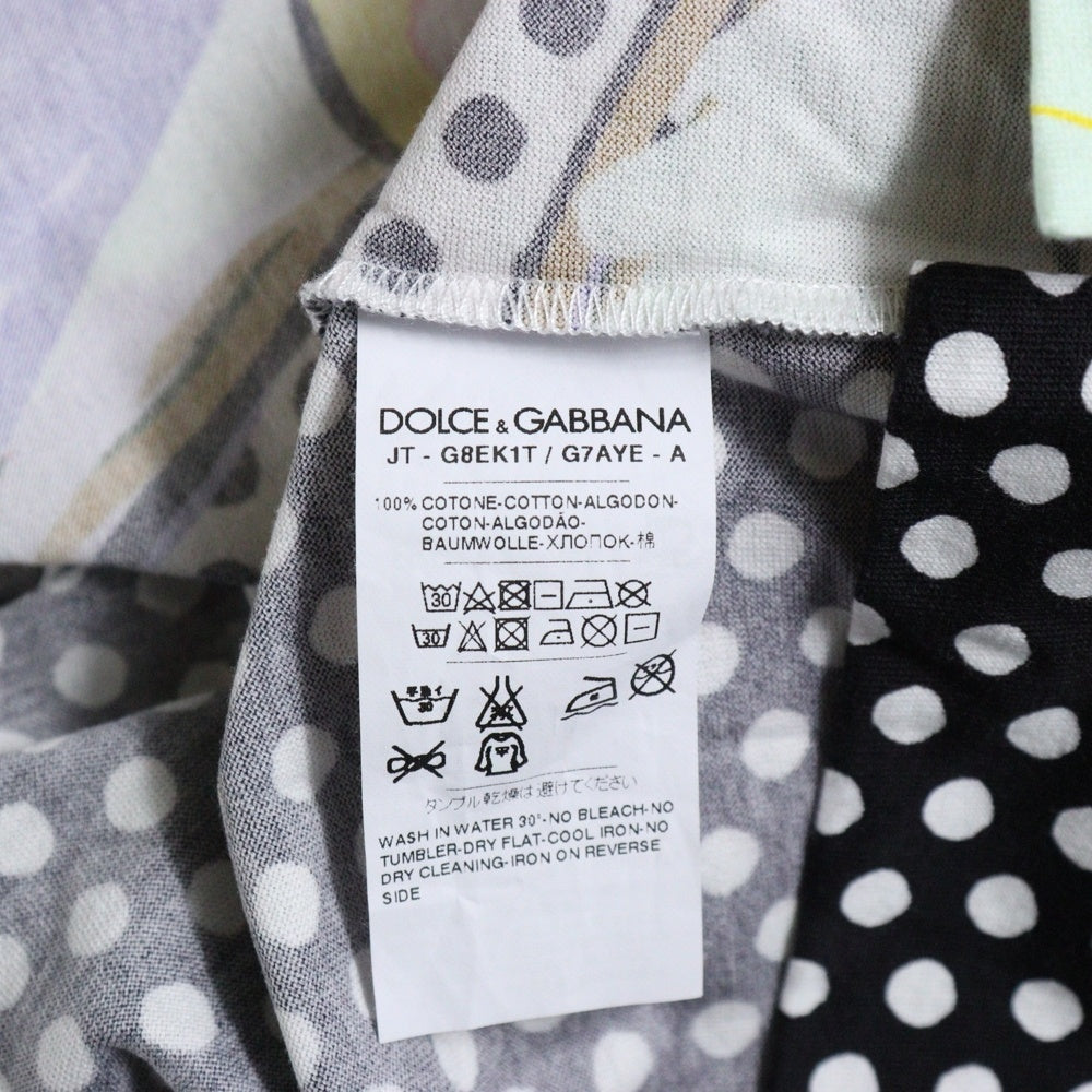 DOLCE & GABBANA(ドルチェアンドガッバーナ) ドット総柄 クルーネック半袖Tシャツカットソー ホワイト JT-G8EK1T G7AYE-A