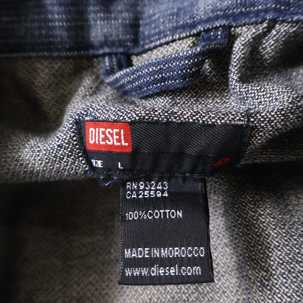 DIESEL(ディーゼル) フロントジップデザイン デニムジャケット コーデュロイ インディゴ 00ECAL00ECAL A6001