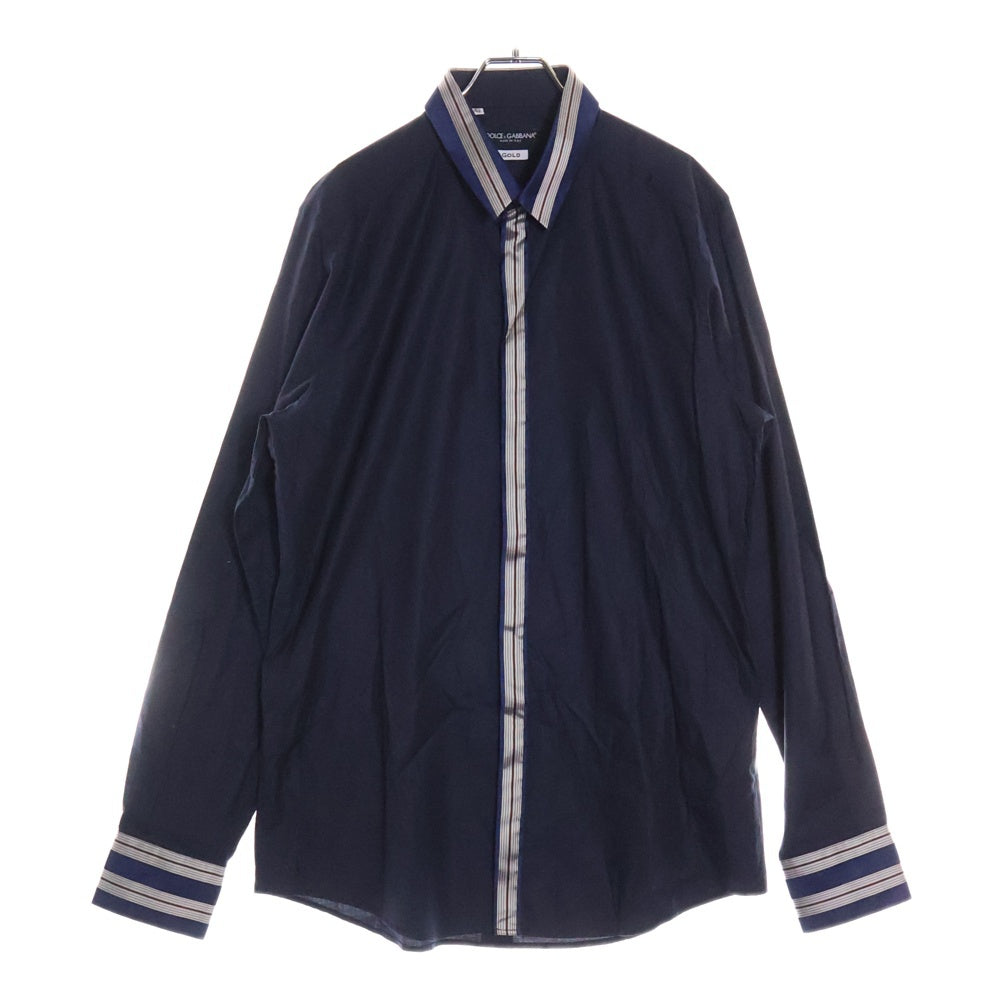 DOLCE & GABBANA(ドルチェアンドガッバーナ) フロントストライプデザイン長袖シャツ ネイビー G5515T