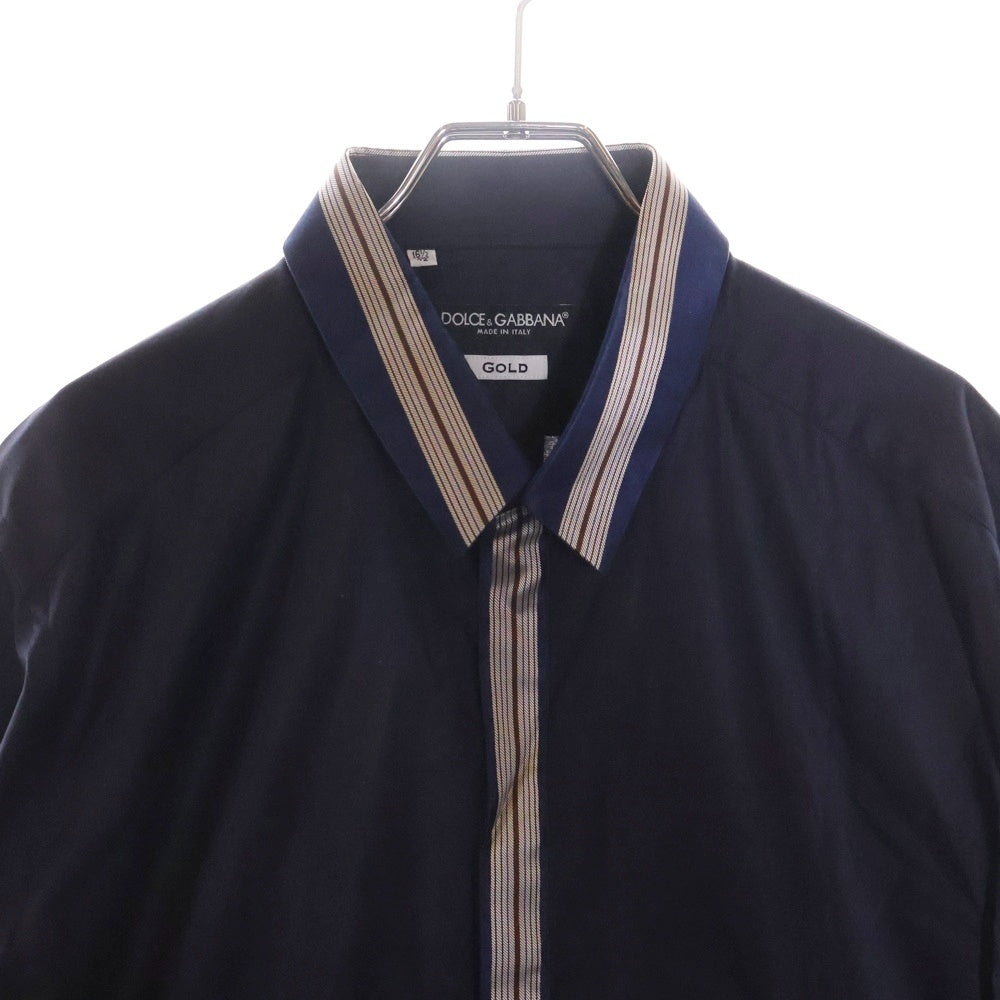 DOLCE & GABBANA(ドルチェアンドガッバーナ) フロントストライプデザイン長袖シャツ ネイビー G5515T