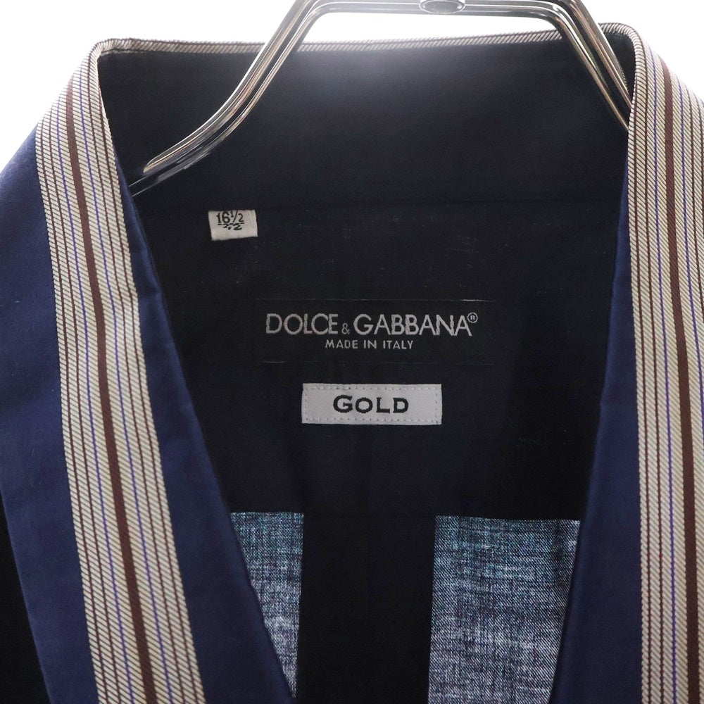 DOLCE & GABBANA(ドルチェアンドガッバーナ) フロントストライプデザイン長袖シャツ ネイビー G5515T