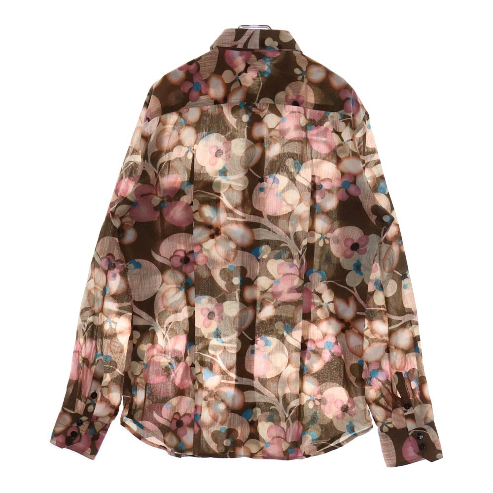 DOLCE & GABBANA(ドルチェアンドガッバーナ) フラワーデザインコットン長袖シャツ ブラウン