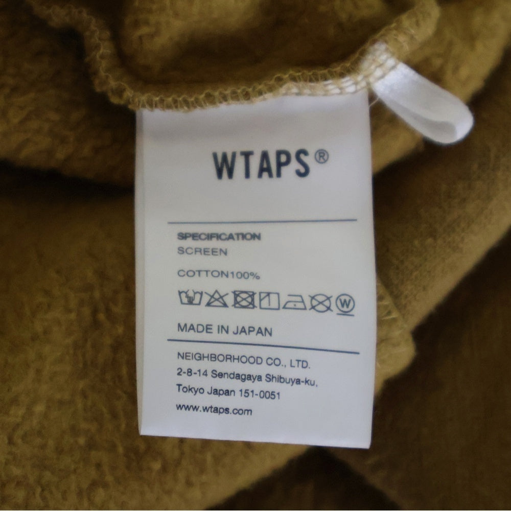 WTAPS(ダブルタップス) 21AW SPOT BOB SCREEN HOODED ロゴプリントプルオーバースウェットパーカー フーディー ベージュ 212ATDT-HP04S