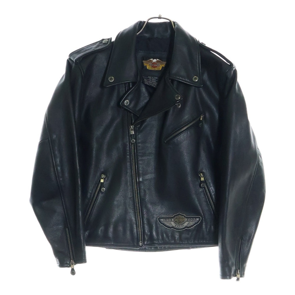 HARLEY DAVIDSON(ハーレーダビッドソン) RIDERS JACKET ロゴ刺繍ダブルライダースジャケット レザージャケット ブラック
