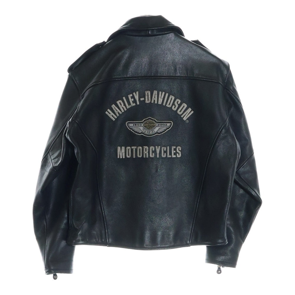 HARLEY DAVIDSON(ハーレーダビッドソン) RIDERS JACKET ロゴ刺繍ダブルライダースジャケット レザージャケット ブラック