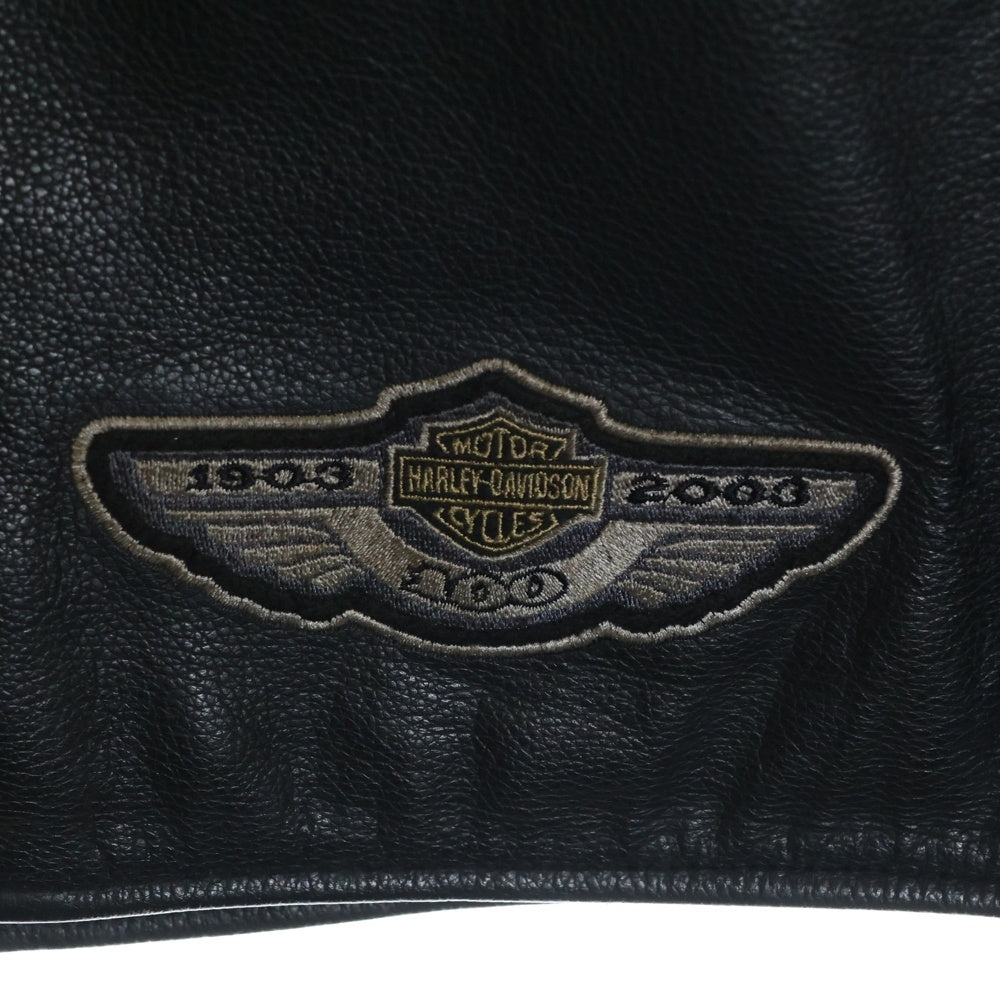 HARLEY DAVIDSON(ハーレーダビッドソン) RIDERS JACKET ロゴ刺繍ダブルライダースジャケット レザージャケット ブラック