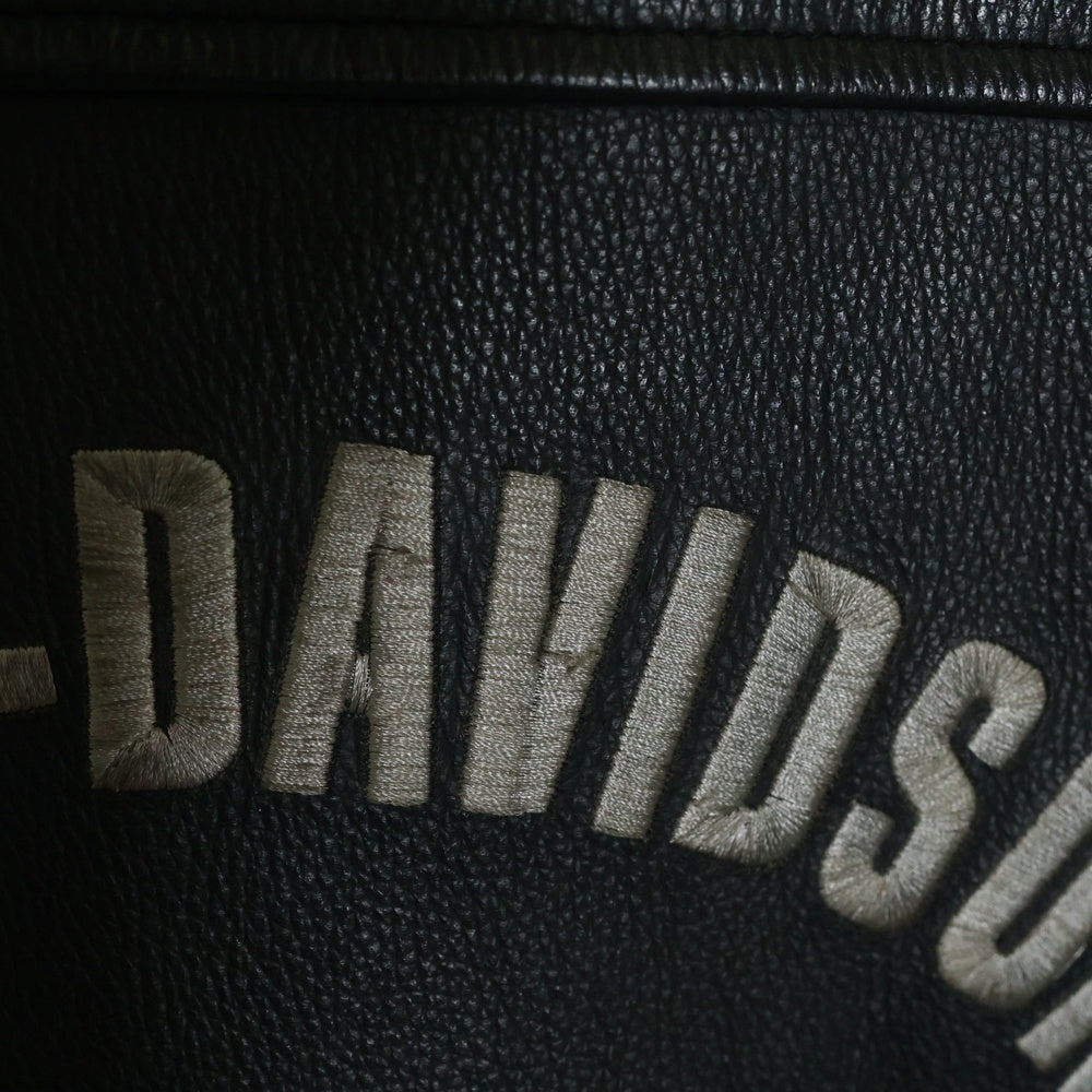 HARLEY DAVIDSON(ハーレーダビッドソン) RIDERS JACKET ロゴ刺繍ダブルライダースジャケット レザージャケット ブラック