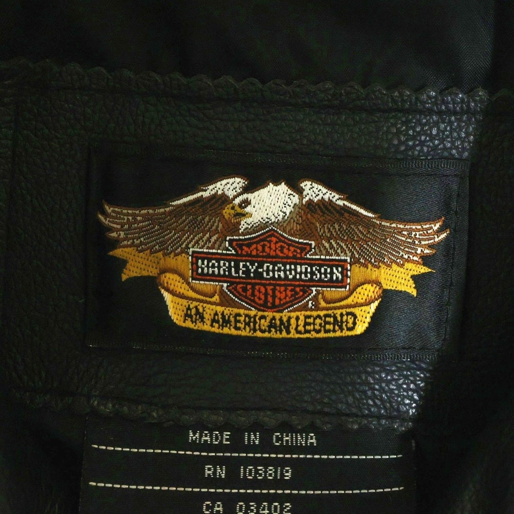 HARLEY DAVIDSON(ハーレーダビッドソン) RIDERS JACKET ロゴ刺繍ダブルライダースジャケット レザージャケット ブラック