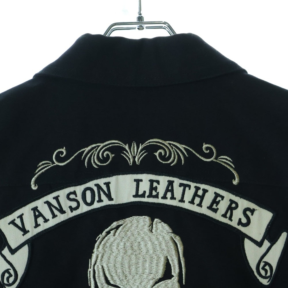 VANSON(バンソン) ZIP UP VEST ロゴ刺繍ジップアップベスト ブラック