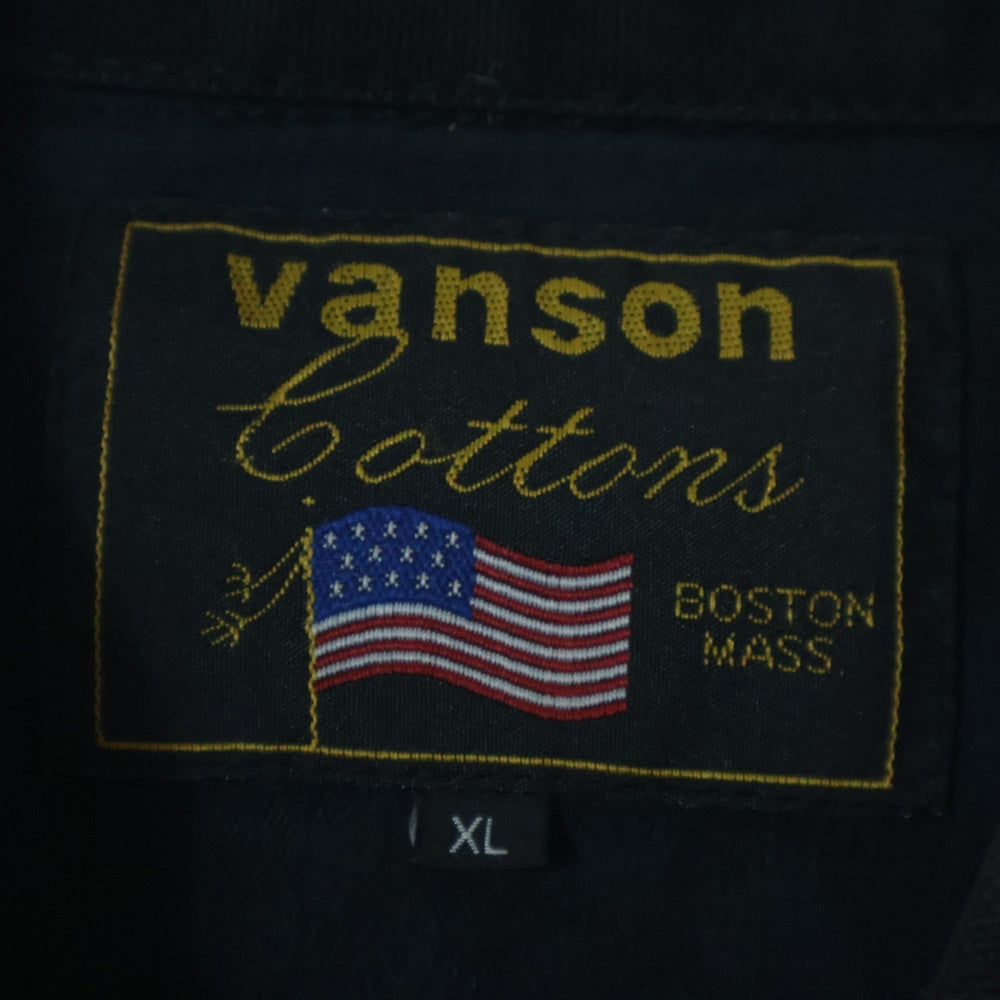 VANSON(バンソン) ZIP UP VEST ロゴ刺繍ジップアップベスト ブラック