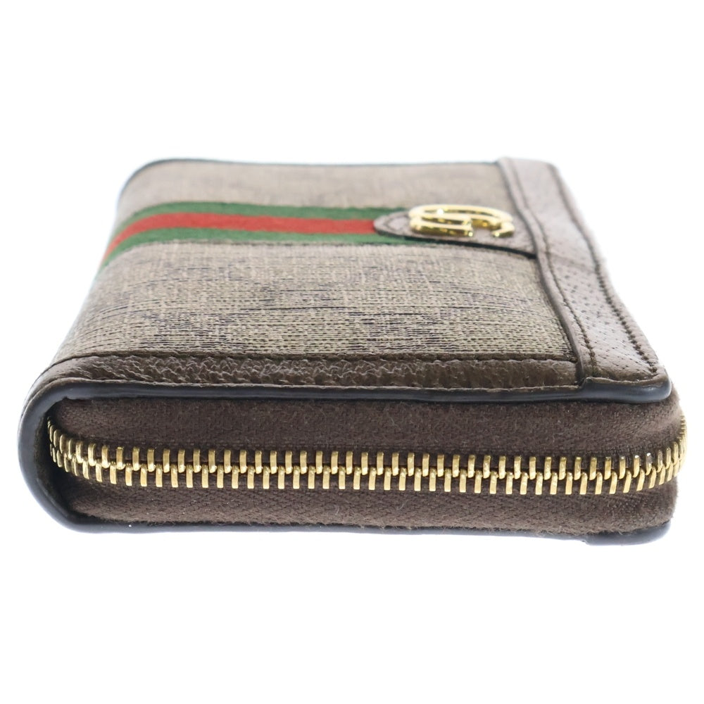 GUCCI(グッチ) オフィディア GGスプリーム ラウンドファスナー ベージュ 長財布 ロングウォレット ゴールド金具 523154