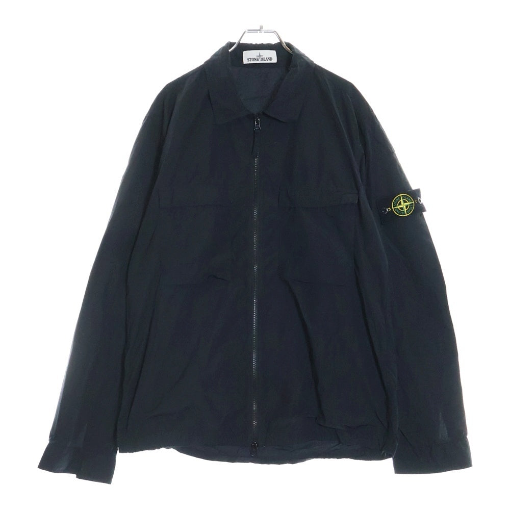 STONE ISLAND(ストーンアイランド) GARMENT DYED Logo Patch Zip Jacket 721511102 ガーメントダイ ロゴパッチ ジップシャツジャケット ブラック