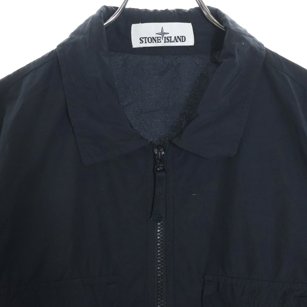 STONE ISLAND(ストーンアイランド) GARMENT DYED Logo Patch Zip Jacket 721511102 ガーメントダイ ロゴパッチ ジップシャツジャケット ブラック