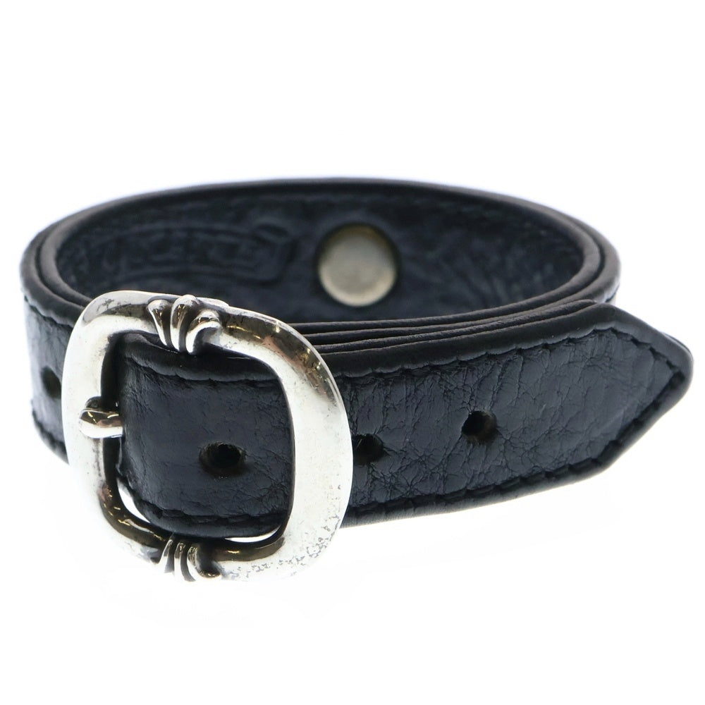 CHROME HEARTS(クロムハーツ) GUNSLINGER ガンスリンガー クロスボール レザーブレスレット ブラック/シルバー BCA146