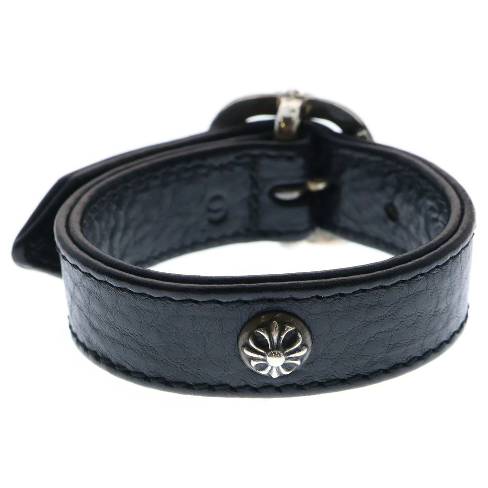 CHROME HEARTS(クロムハーツ) GUNSLINGER ガンスリンガー クロスボール レザーブレスレット ブラック/シルバー BCA146