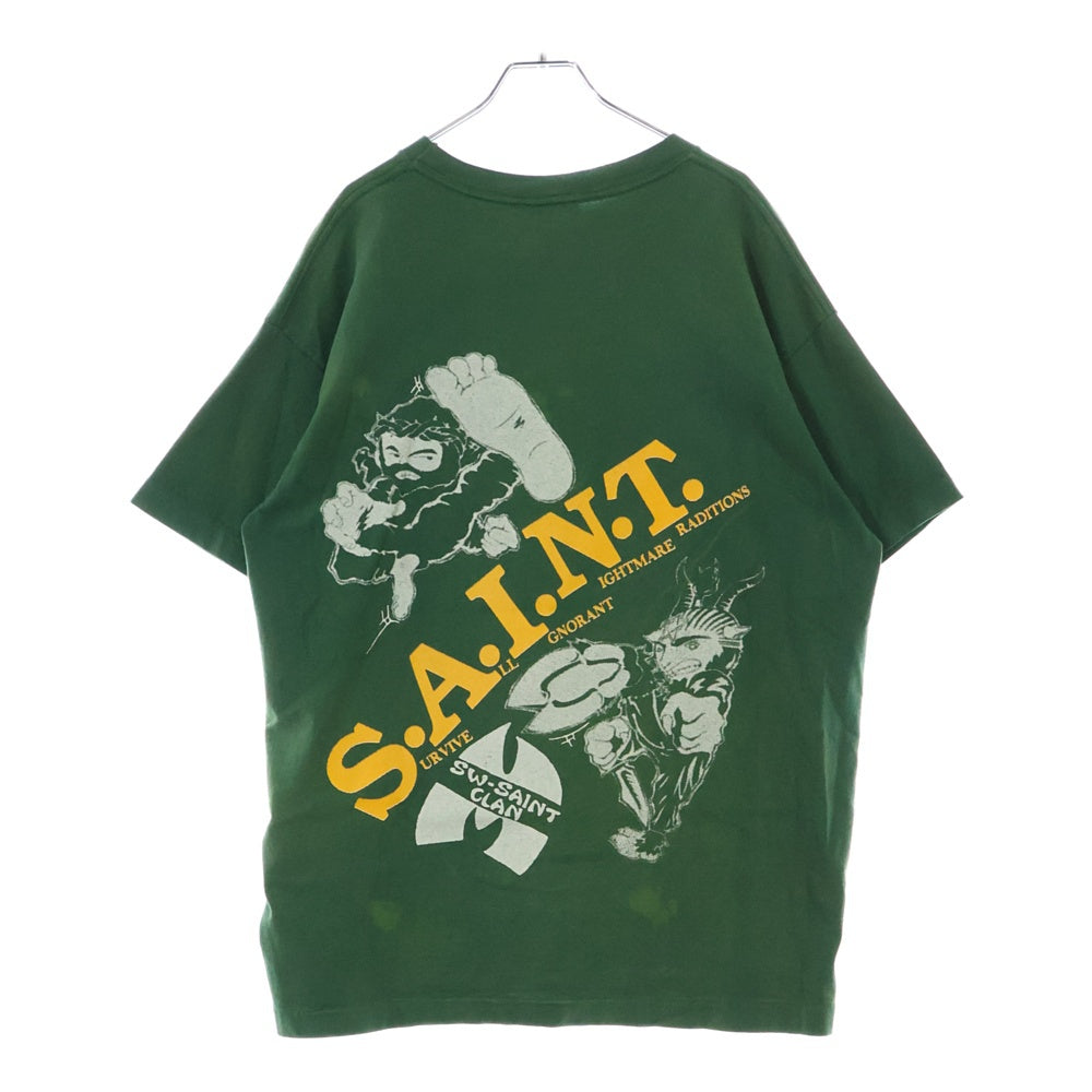 SAINT MICHAEL(セントマイケル) 24SS ×SEAN WOTHERSPOON ショーンウェザースプーン プリントTシャツ 半袖カットソー グリーン SM-YS8-0000-C16