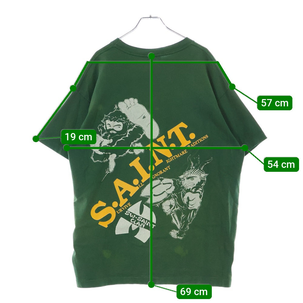 SAINT MICHAEL(セントマイケル) 24SS ×SEAN WOTHERSPOON ショーンウェザースプーン プリントTシャツ 半袖カットソー グリーン SM-YS8-0000-C16