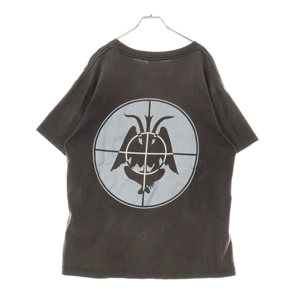 SAINT MICHAEL(セントマイケル) 21AW T-SHIRT FOCUS クルーネックロゴプリント半袖Tシャツ 半袖カットソー ヴィンテージ加工 ブラック SM-A21-0000-002