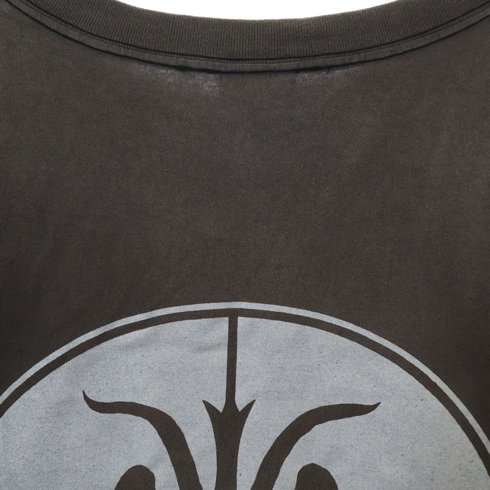 SAINT MICHAEL(セントマイケル) 21AW T-SHIRT FOCUS クルーネックロゴプリント半袖Tシャツ 半袖カットソー ヴィンテージ加工 ブラック SM-A21-0000-002