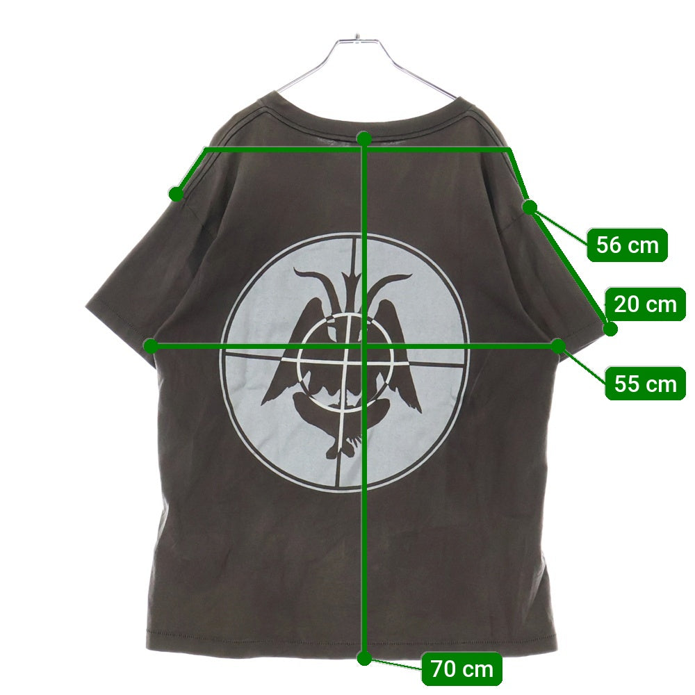 SAINT MICHAEL(セントマイケル) 21AW T-SHIRT FOCUS クルーネックロゴプリント半袖Tシャツ 半袖カットソー ヴィンテージ加工 ブラック SM-A21-0000-002