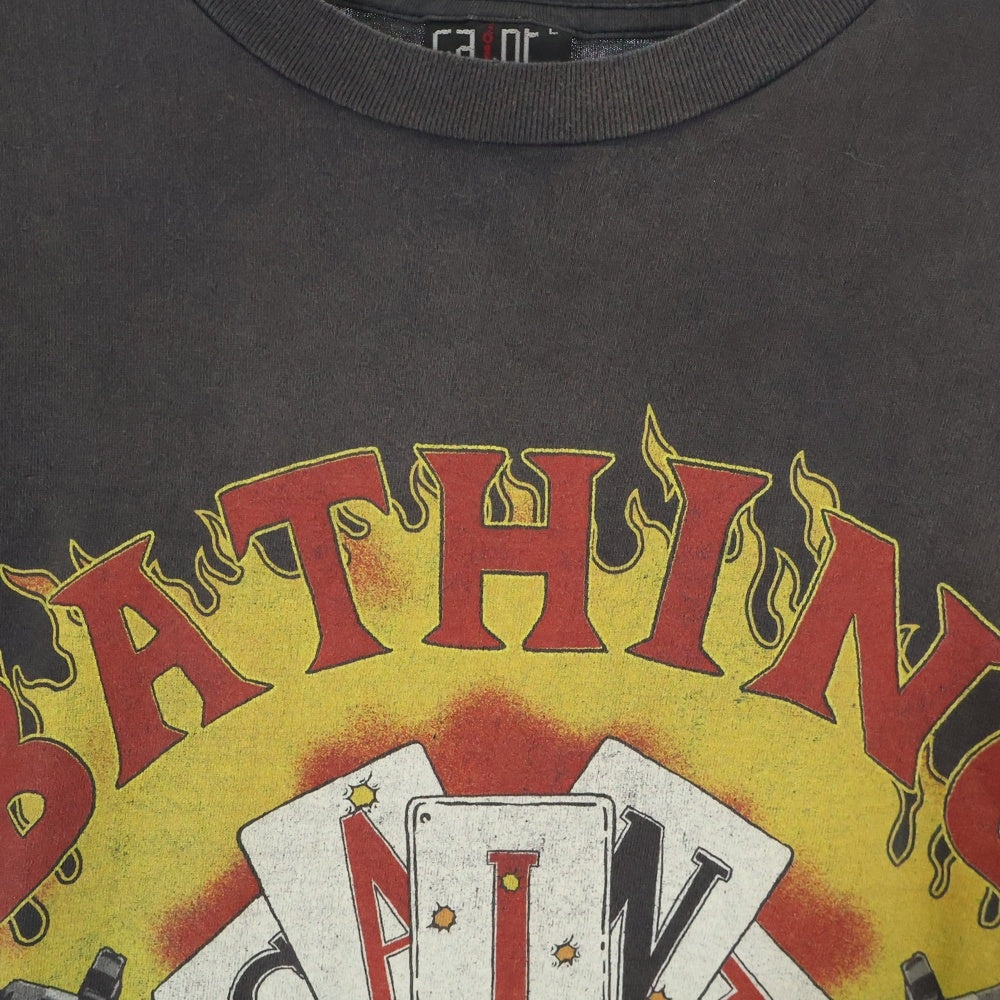 SAINT MICHAEL(セントマイケル) 24SS ×A BATHING APE GUNS TEE アベイシングエイプ VINTAGE加工 ガンズプリント クルーネック半袖Tシャツ 半袖カットソー ブラック SM-YS8ー0000ー060