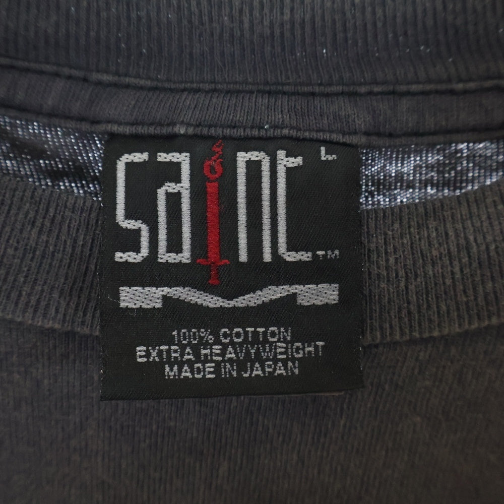 SAINT MICHAEL(セントマイケル) 24SS ×A BATHING APE GUNS TEE アベイシングエイプ VINTAGE加工 ガンズプリント クルーネック半袖Tシャツ 半袖カットソー ブラック SM-YS8ー0000ー060