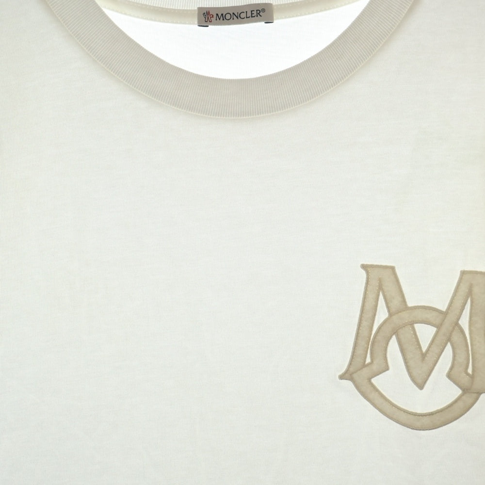MONCLER(モンクレール) Logo SS T-SHIRT J20918C00021 8390T ロゴ クルーネック半袖Tシャツカットソー ホワイト
