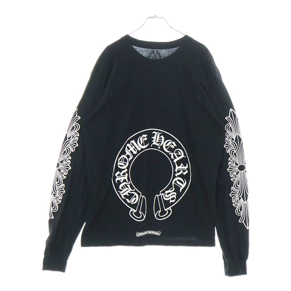 CHROME HEARTS(クロムハーツ) CH LS 1 袖フローラルバックホースシュープリント長袖カットソー 長袖Tシャツ ロングスリーブカットソー ロンT ブラック