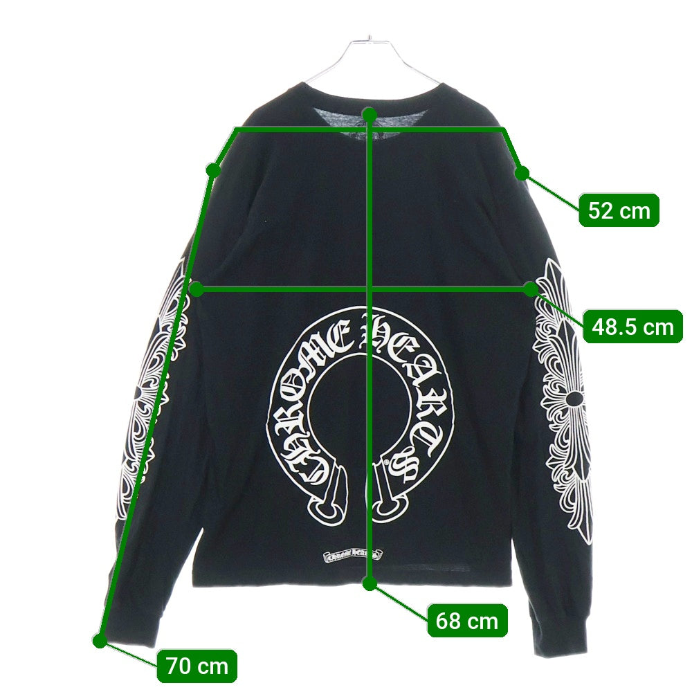 CHROME HEARTS(クロムハーツ) CH LS 1 袖フローラルバックホースシュープリント長袖カットソー 長袖Tシャツ ロングスリーブカットソー ロンT ブラック