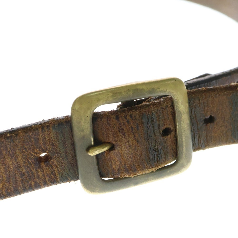 TENDERLOIN(テンダーロイン) Leather Narrow Belt レザー ナロー ベルト ブラウン/ゴールド