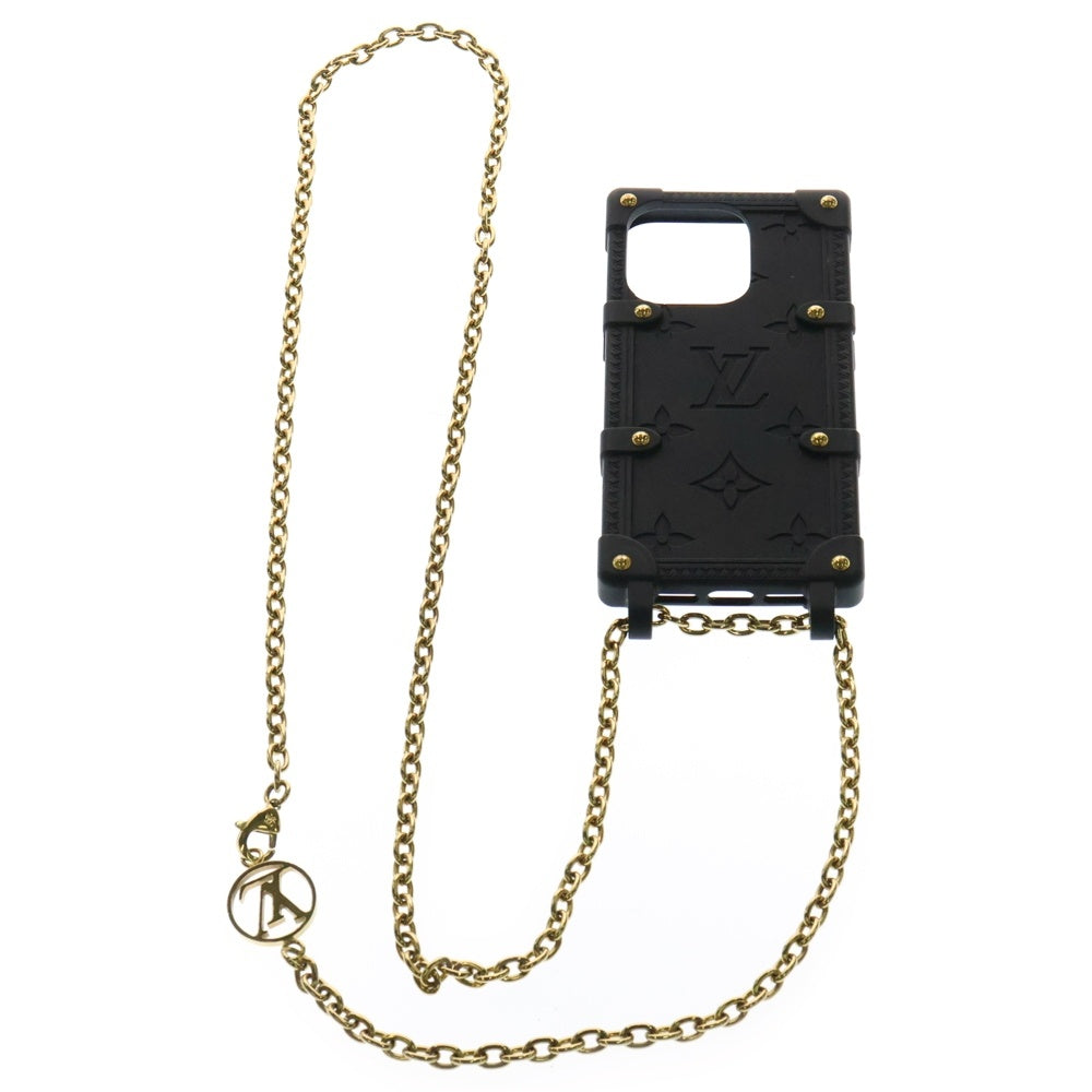 LOUIS VUITTON(ルイヴィトン) モノグラム ショルダー スマホ ケース iPhone14Pro ブラック/ゴールド BC0233
