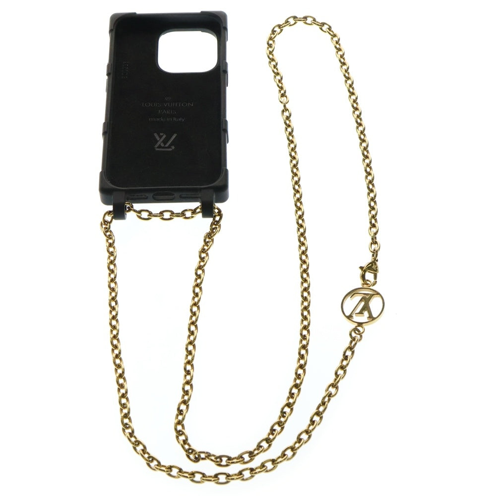 LOUIS VUITTON(ルイヴィトン) モノグラム ショルダー スマホ ケース iPhone14Pro ブラック/ゴールド BC0233
