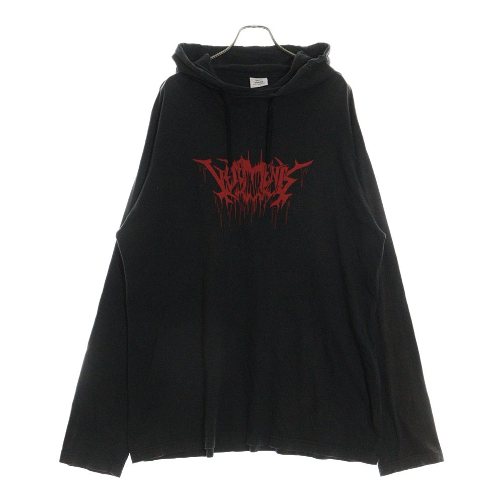 VETEMENTS(ヴェトモン) 17AW Metal Logo Hoodie メタルロゴフーディー プルオーバースウェットパーカー ブラック WAH18TR13