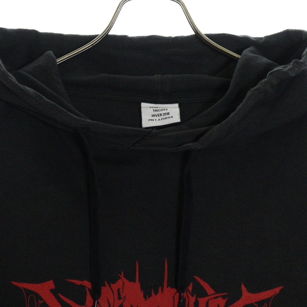VETEMENTS(ヴェトモン) 17AW Metal Logo Hoodie メタルロゴフーディー プルオーバースウェットパーカー ブラック WAH18TR13