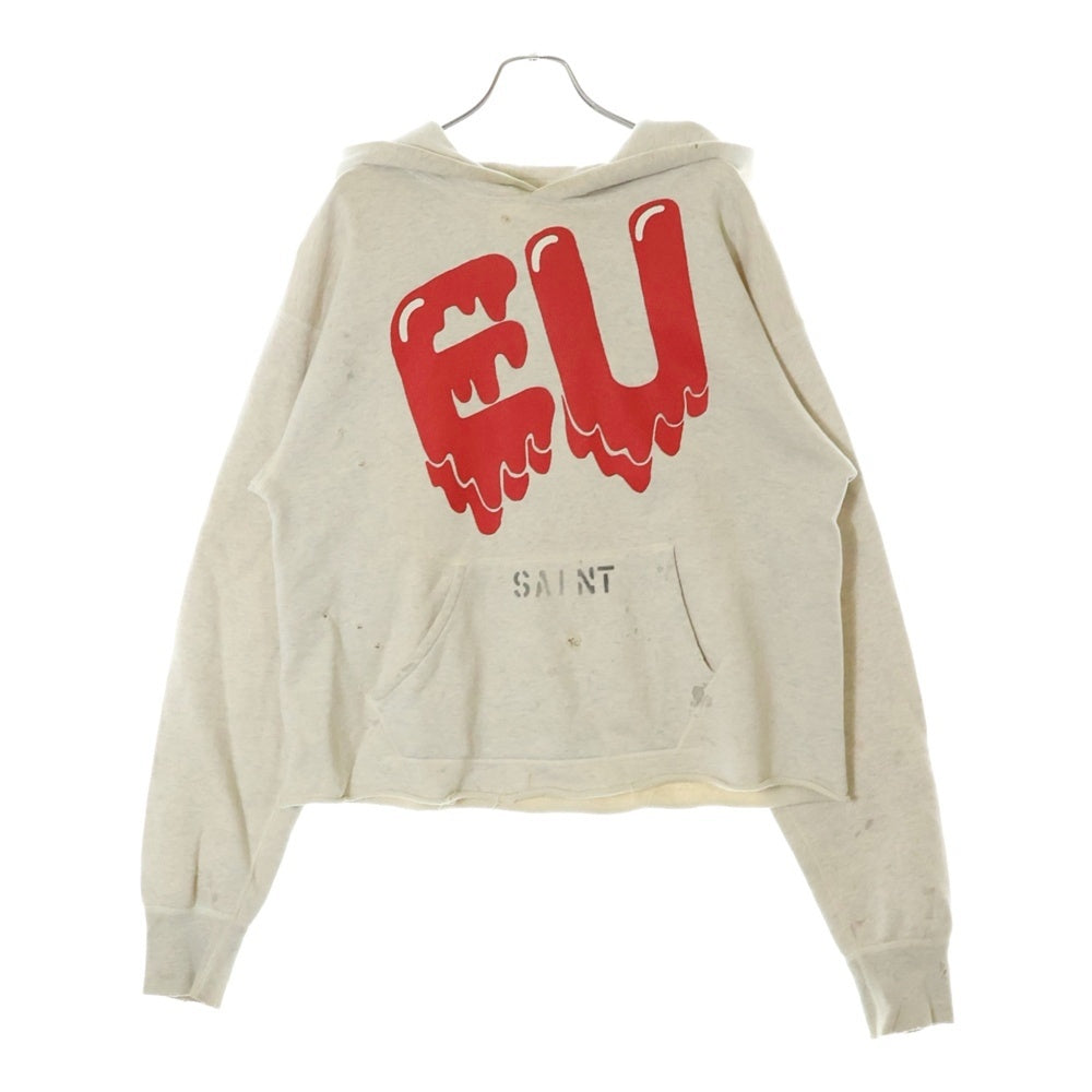 SAINT MICHAEL(セントマイケル) ×Emotionally Unavailable EU STM HOODIE EU-A21-0000-053 ×エモーショナリーアンベイラブル イーユー セントマイケル プルオーバーパーカー フーディ グレー