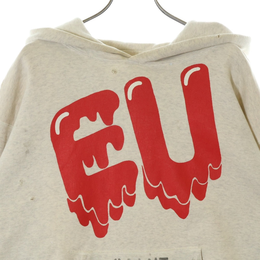 SAINT MICHAEL(セントマイケル) ×Emotionally Unavailable EU STM HOODIE EU-A21-0000-053 ×エモーショナリーアンベイラブル イーユー セントマイケル プルオーバーパーカー フーディ グレー