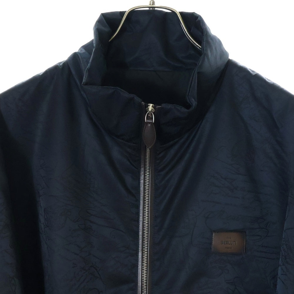 Berluti(ベルルッティ) スクリット ナイロン パッド入りライナー カリグラフィ フロントジップアップナイロンジャケット ブラック R270BL162-PAGV