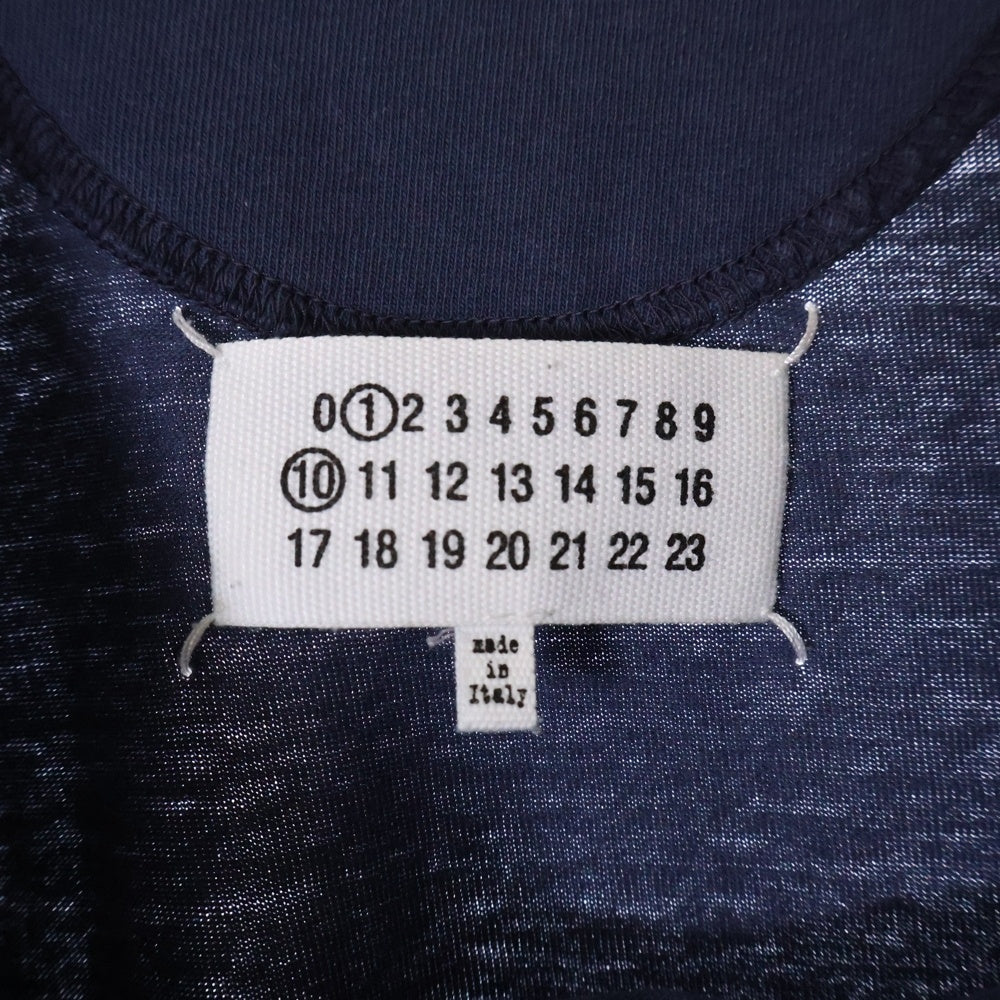 Maison Margiela(メゾンマルジェラ) 24SS L/S T-SHIRTS ヴィンテージ加工長袖カットソー 長袖Tシャツ ロングスリーブカットソー ロンT ダメージ加工 ペイント加工 ネイビー S50GC0696