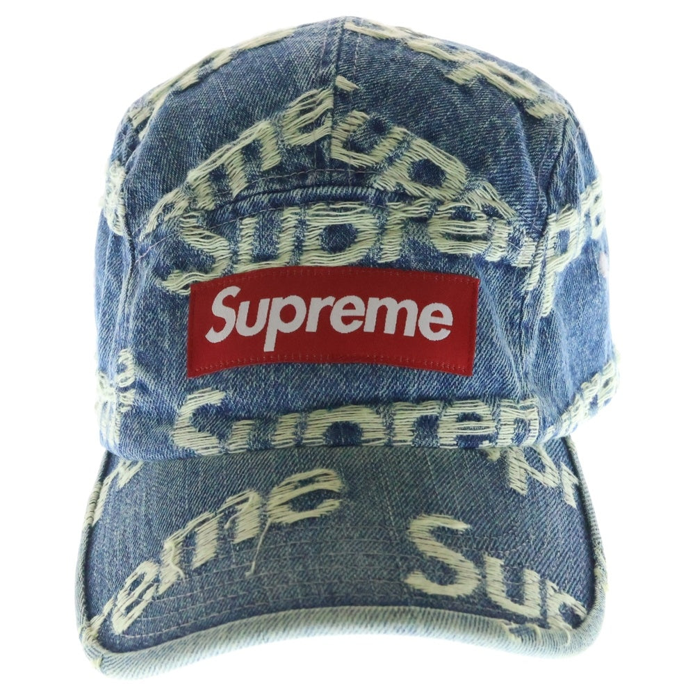 SUPREME(シュプリーム) 21SS Frayed Logos Denim Camp Cap フレイドロゴデニムキャップ 帽子 インディゴ