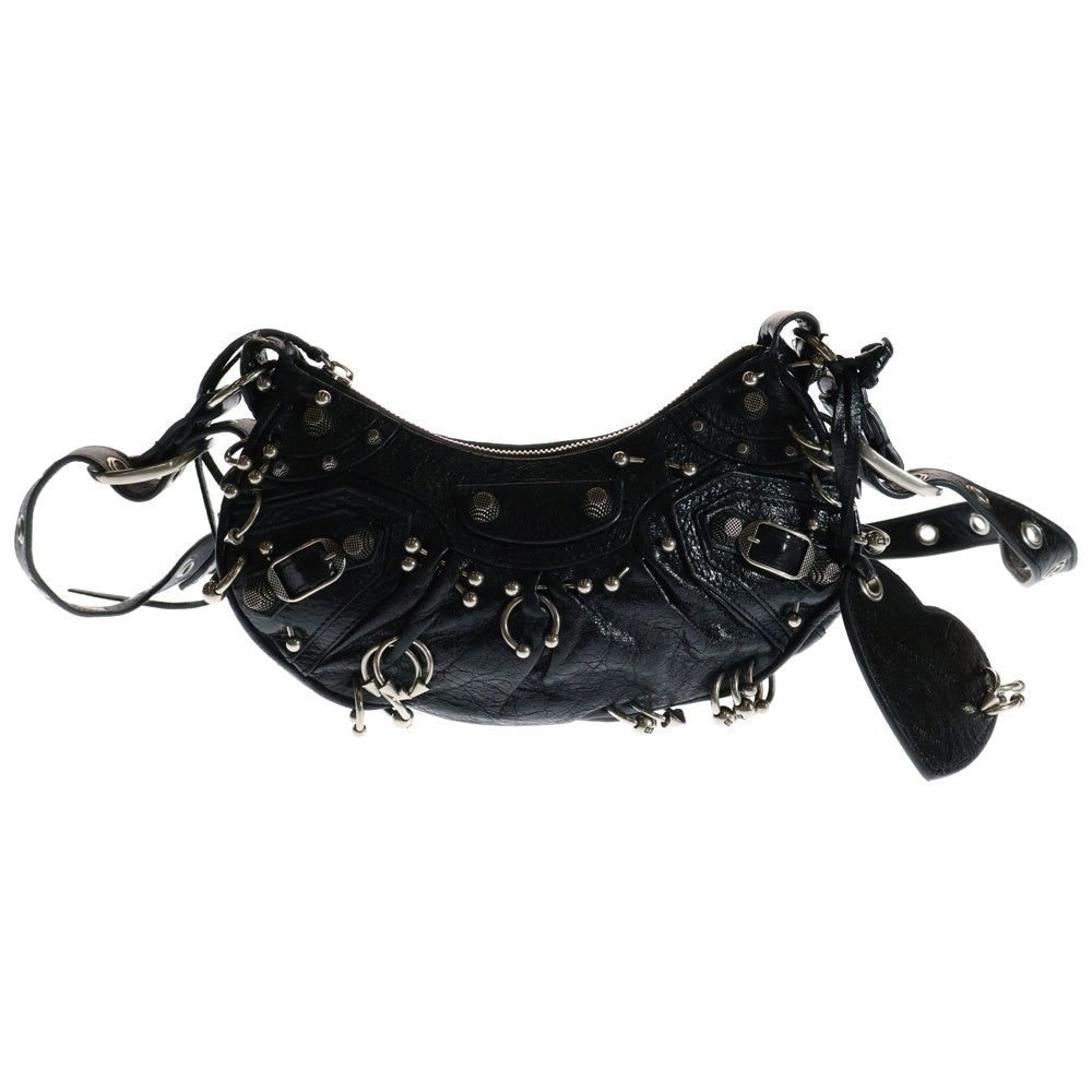BALENCIAGA(バレンシアガ) LE CAGOLE XS 671309 ルカゴール ピアス装飾 レザーショルダーバッグ ブラック