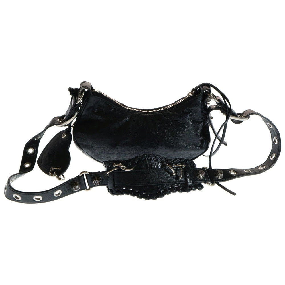BALENCIAGA(バレンシアガ) LE CAGOLE XS 671309 ルカゴール ピアス装飾 レザーショルダーバッグ ブラック