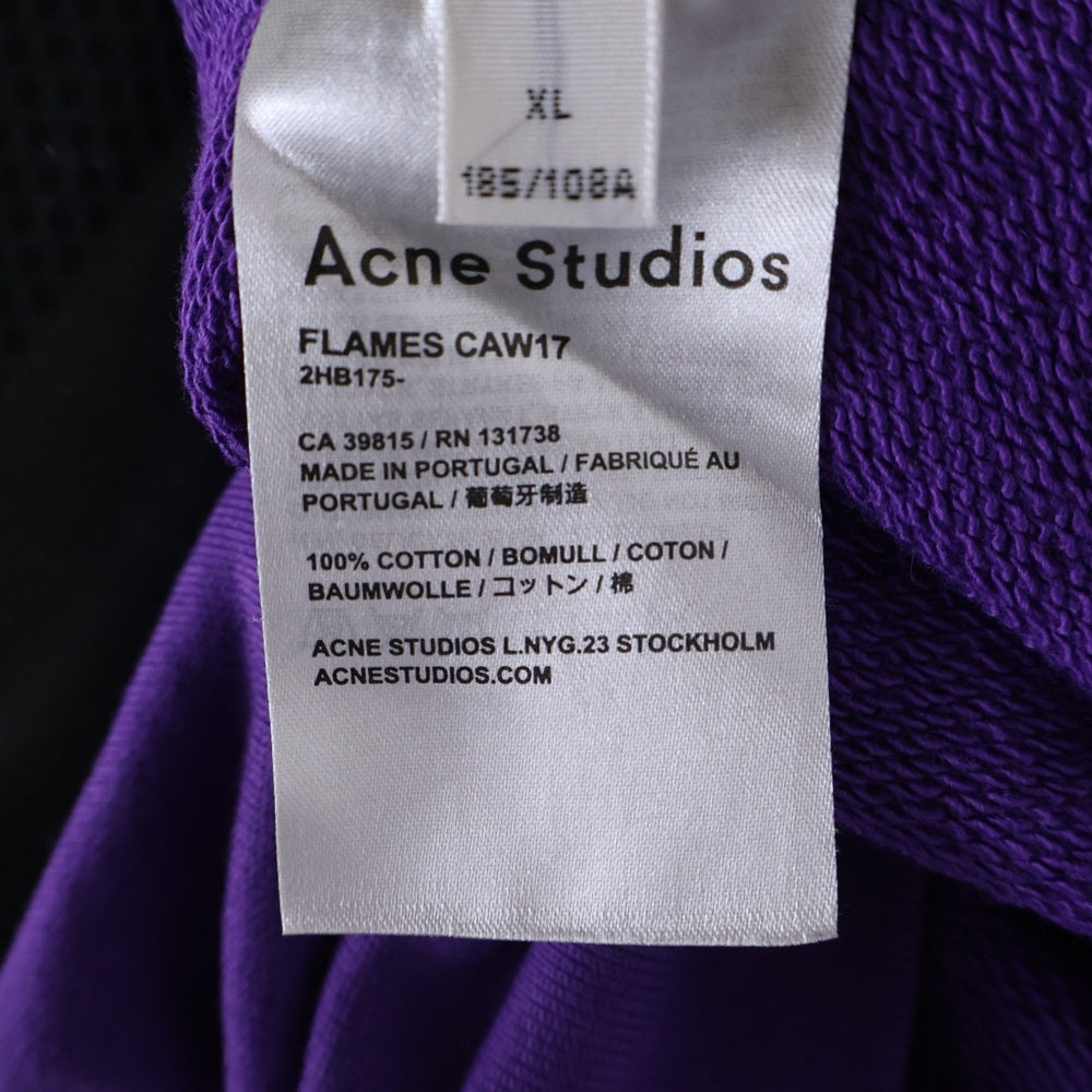 Acne Studios(アクネ ストゥディオズ) 17AW FLAMES CAW17 フロント3Dプリントデザイン クルーネックスウェットシャツ トレーナー パープル 2HB175
