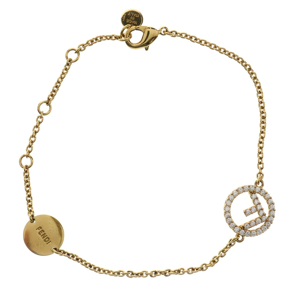FENDI(フェンディ) W.BRACELET/BRONZE CUBIC ZIRCON エフイズ ラインストーン ジルコニア ブレスレット ゴールド 8AG761