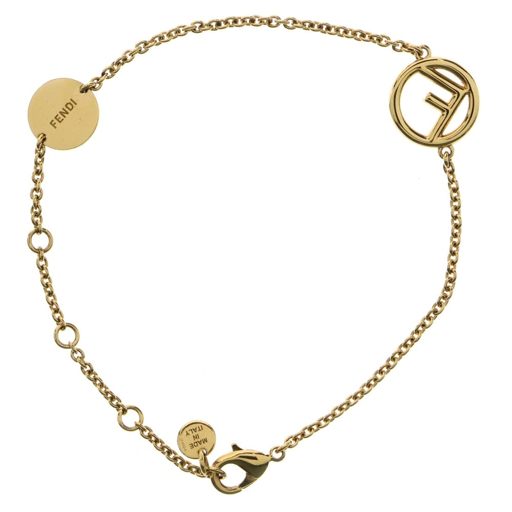 FENDI(フェンディ) W.BRACELET/BRONZE CUBIC ZIRCON エフイズ ラインストーン ジルコニア ブレスレット ゴールド 8AG761