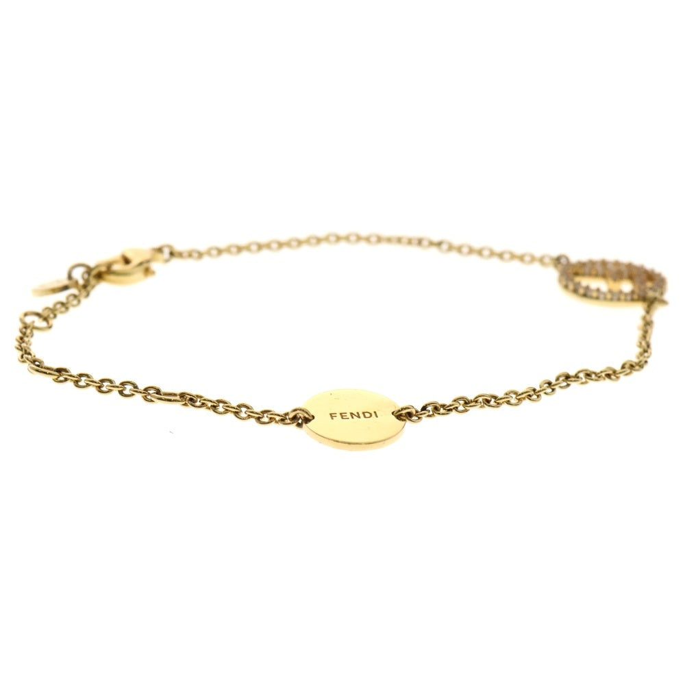 FENDI(フェンディ) W.BRACELET/BRONZE CUBIC ZIRCON エフイズ ラインストーン ジルコニア ブレスレット ゴールド 8AG761